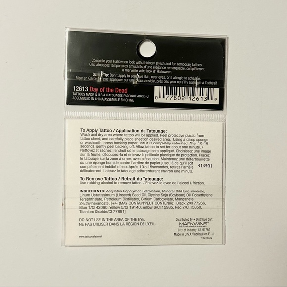 Fantasy Makers - Skull Day of the Dead Temporary Body Tattoo #12613 (NWT) - Picture 2 of 4